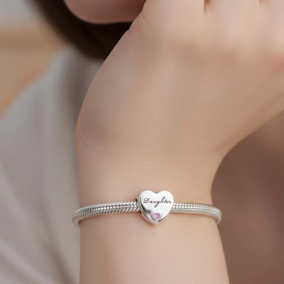 Daughter Heart Charm Hallmarked S925 Sterling Silver - Image 4