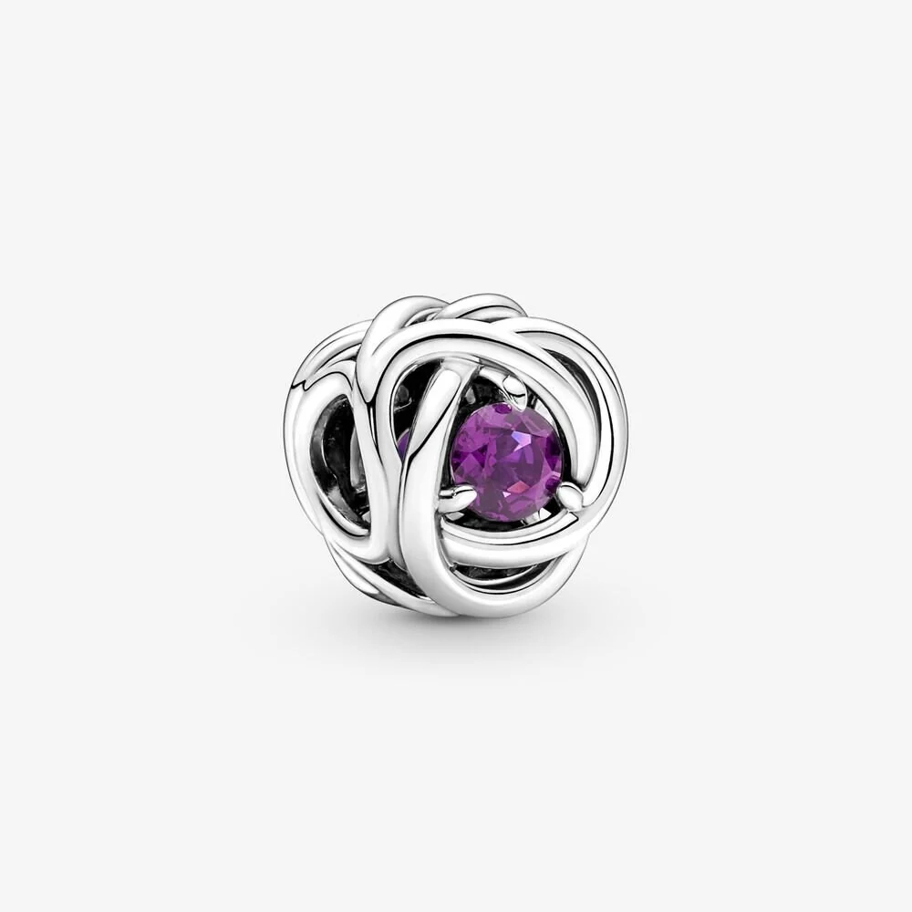 S925 Birthstone Eternity Circle Months Sterling Silver Charms Collection - Image 3