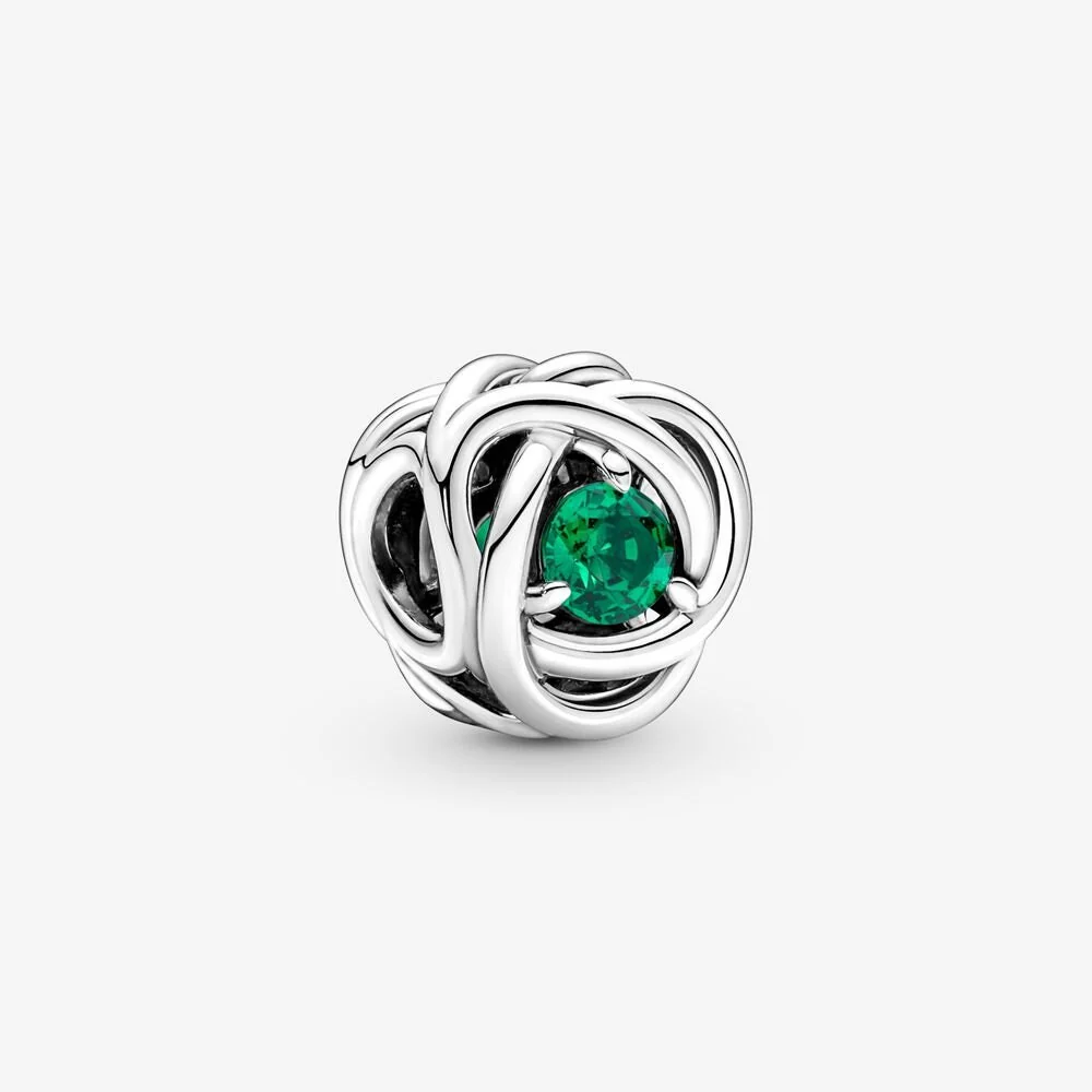 S925 Birthstone Eternity Circle Months Sterling Silver Charms Collection - Image 6