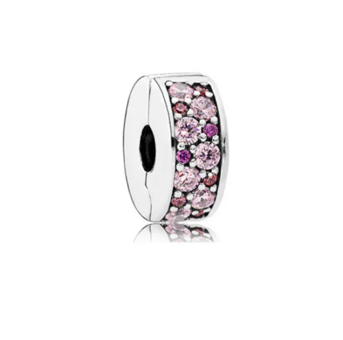 S925 Round Clip Stopper Clear Pink Blue Purple Sterling Silver Charm Collection - Image 11