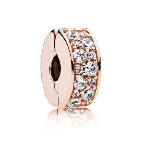 S925 Round Clip Stopper Clear Pink Blue Purple Sterling Silver Charm Collection - Image 8