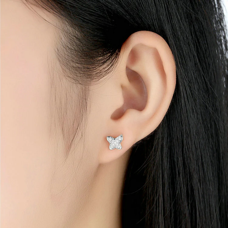 Sparkling Butterflies Sterling Silver studs Earrings - Image 5
